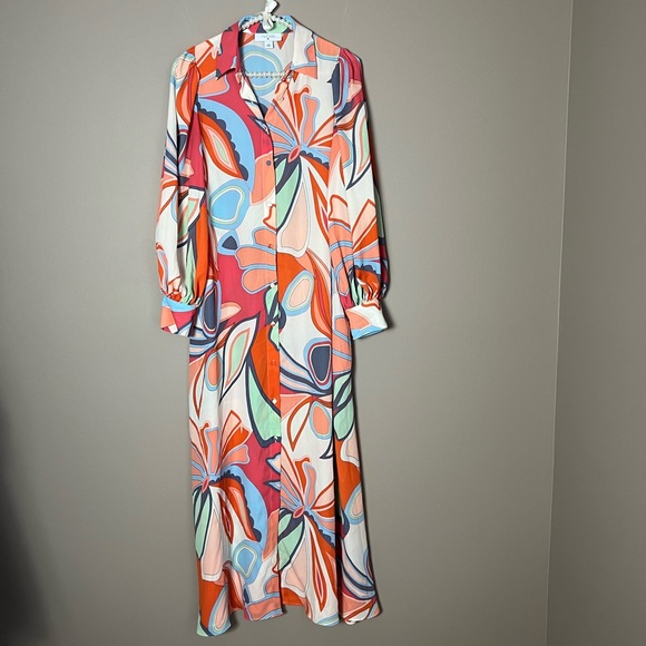 ALEXIS Mixed Floral Long Sleeve Robe Dress Coverup - Picture 4 of 9